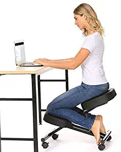 Himimi Ergonomic Kneeling Chair, Posture Corrective Chair, Adjustable Stool for Home and Office, Angled Seat for Neck & Back Pain Relief - Black