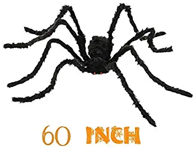 Jiaqee Creepy Halloween Decoration Spider - 60 Inch Giant Scary Hairy Spider for Halloween Outdoor Decor