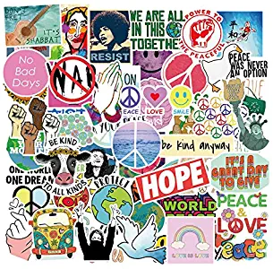50 Pcs Love and Peace Stickers Hope Decals for Water Bottle Hydro Flask Laptop Luggage Car Bike Bicycle Waterproof Vinyl Stickers Pack