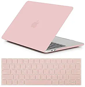 Se7enline 2016/2017/2018/2019 MacBook Pro Case Smooth Matte Plastic Hard Cover for MacBook Pro 13 inch A1706/A1708/A1989/A2159 with/Without Touch Bar Touch ID with Keyboard Cover, Rose Quartz