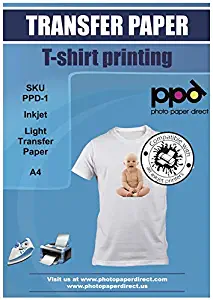 PPD Inkjet Iron-On White and Light Color T Shirt Transfers Paper LTR 8.5x11" Pack of 10 Sheets (PPD001-10)