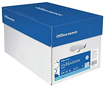 Office Depot Extra Bright Copy Paper, 11in. x 17in., 20 Lb., 90 Brightness, Case Of 5 Reams