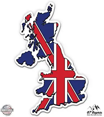 GT Graphics UK Great Britain Flag Country Shape - Vinyl Sticker Waterproof Decal