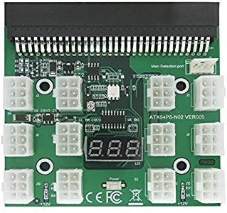 XT-XINTE PCI-E 12V 64Pin to 12x 6Pin Power Supply Server Adapter Breakout Board w 12Pcs 6Pin Power Cable for HP 1200W 750W PSU GPU Mining (Adapter Board Only)
