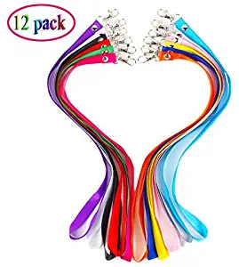 Neck Lanyards for Id Badges, Nylon Neck Strap with Swivel Hook for Badges, Name Tag ID Holder & Cards Pass Holder Lanyard Office School Hall Library Conference Kids Women Men Teachers Keychain 12 PCS