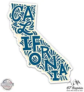 GT Graphics California State Shape Cute Letters Native Local - 3" Vinyl Sticker - for Car Laptop I-Pad Phone Helmet Hard Hat - Waterproof Decal