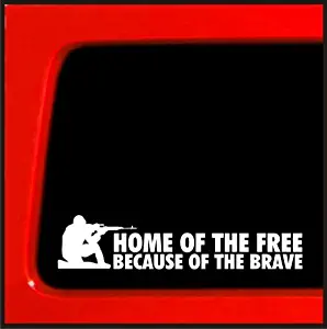 Sticker Connection | Home of The Free Because of The Brave Bumper Sticker Decal for Car, Truck, Window, Laptop | 1.75"x8" (White)