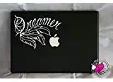 Dreamer Dream Catcher Word Quote and Feathers (White) Vinyl Decal Sticker
