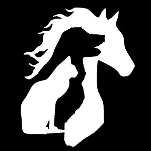 Animal Lover - Horse Dog Cat Silhouette - Vinyl - 5" tall (Color: WHITE) decal laptop tablet skateboard car windows stickers