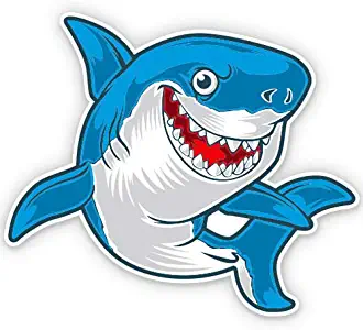 GT Graphics Express Cartoon Shark - Vinyl Sticker Waterproof Decal