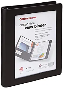 Office Depot Brand Classic-Style View Binder, 1" Rings, Black
