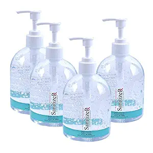 SanitizeRx Hand Sanitizer (Size-16 oz) 75% Alcohol Hand Sanitizer Gel with Convenient Pump for Easy Dispensing - Antibacterial Hand Sanitizer Tough on Germs | Clean Hands with No Water Needed (4-Pack)