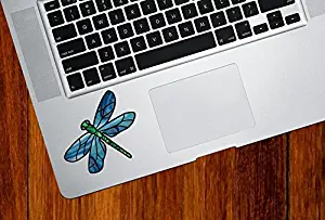 Dragonfly Design 1 - Stained Glass Style - Vinyl Decal for Laptop | MacBook | Tablet | Trackpad - Yadda-Yadda Design Co. (Size and Color Choices) (Small 2.75"w x 2"h) (Blue-Green)