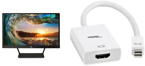 HP Pavilion 21.5-Inch IPS LED HDMI VGA Monitor & AmazonBasics Mini DisplayPort (Thunderbolt) to HDMI Adapter Bundle