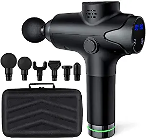 Massage Gun, Muscle Massage Gun Deep Tissue Percussion Massager Handheld Electric Muscle Massager with 6 Disassembly Massage Heads and 20 Adjustable Speed for Gym Office Home Post-Workout Recovery