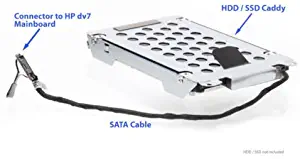 HDD/SSD Hard Drive Caddy & SATA Flex Cable Connector Kit for HP DV6-7000 DV7-7000 DV7-7100 DV7t-7000 Competible 681976-001