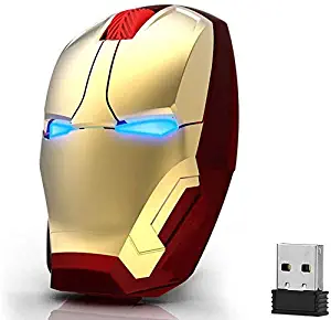 Ergonomic Wireless Mouse Cool Iron Man Mouse 2.4 G Portable Mobile Computer Click Silent Mouse Optical Mice with USB Receiver, Multi-Color Choosing for Notebook PC Laptop Computer Mac Book (Gold)