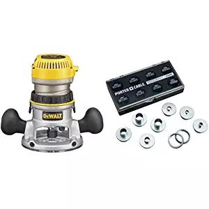 DEWALT DW618K 2-1/4 HP Electronic Variable Speed Fixed Base Router with So Start Kit with 42000 9-Piece Template Guide Kit