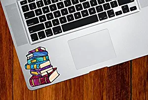 Books - Stack of Books - Library - Stained Glass Style Opaque Vinyl Laptop Decal - Yadda-Yadda Design Co. (Size Choices) (SM 2.5"w x 3"h)