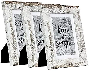 HomeMe 5x7 White Picture Frame 3 Pack - Made to Display Pictures 4x6 with Mat or 5x7 Without Mat - Wide Molding - Wall Mounting Material Included …