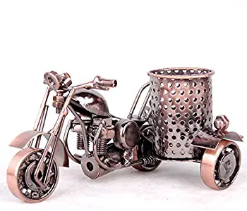 Motorcycle Pencil Holder,Metal Motorcycle Pen Holder,Creative Office Cool Desk Accessories Decorative Gift (Copper)