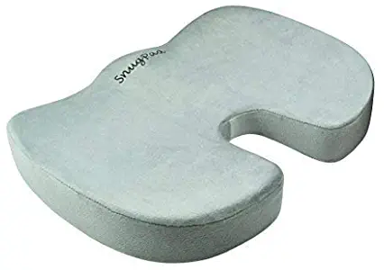 SnugPad 100% Memory Foam Non-Slip Orthopedic Coccyx Tailbone Office Chair Car Seat Cushion Sciatica & Back Relief (Recommended to Relieve Back, Tailbone &Sciatica Pain), 1 Pack Silver,