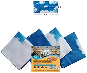 Fluorescent Light Cover 4' x 2' feet (4 Pack; Blue Sky Cloud). Flame-Retardant Fabric, 10 Strong Magnets, Flame Retardant Certification, Reducing Glare Harsh Flicker, Used in Classroom, Home, Office
