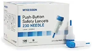 McKesson Lancet, Push-Button Safety, Blue, Depth Settings - 1.8 Mm Depth, 100per Box, 12 Oz 23 G