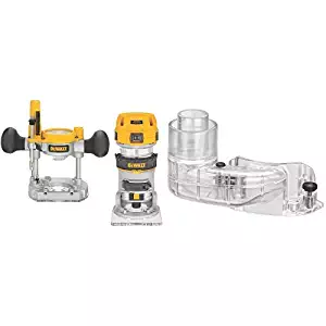DEWALT DWP611PK 1.25 HP Max Torque Variable Speed Compact Router Combo Kit with LED's with DNP615 Compact Router Dust Collection Adapter for Fixed Base Routers