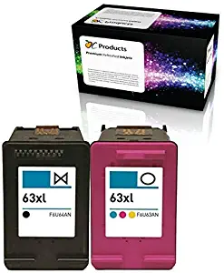 OCProducts Refilled Ink Cartridge Replacement for HP 63XL for Deskjet 2130 2132 3630 3632 3634 1110 Envy 4520 Officejet 3830 Printer (1 Black 1 Color)