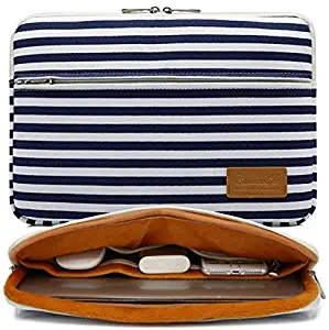 Canvaslife Breton Stripe Pattern 360 Degree Protective 14 inch Waterproof Laptop Sleeve case Bag with Pocket for 14 inch 14.0 inch Laptop